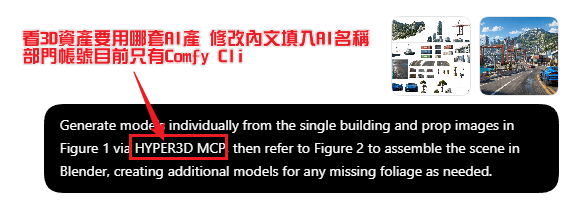 將 Hyper3D MCP 替換為 Comfy CLI 的提詞示意